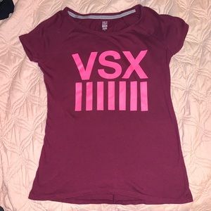 VSX maroon and pink workout shirt sleeve top